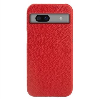 Voor de Google Pixel 7a Litchi Texture Magnetic Case Echt Koeienleer Gehard PC Mobiele Telefoonhoes.