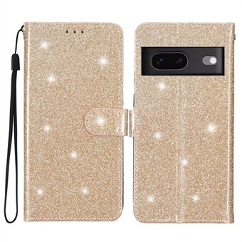 Voor Google Pixel 7 5G Stijlvolle Glinsterende PU Leren Telefoonhoes Anti-schok Portemonnee Stand Cover