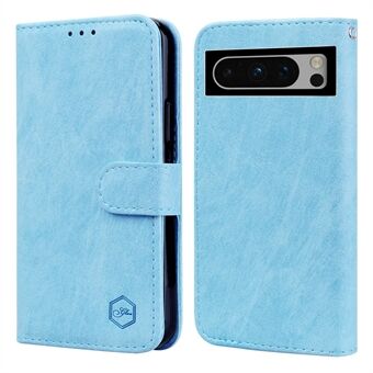 Voor Google Pixel 8 Pro PU Lederen Portemonnee Hoesje in Effen Kleur, Goed-beschermende Mobiele Telefoon Stand Cover.