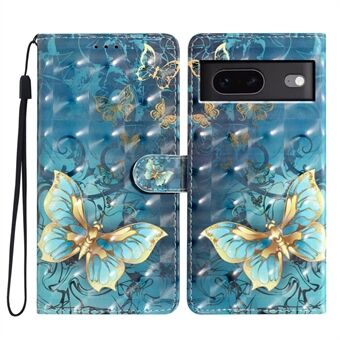 Voor de Google Pixel 7 5G hoesje met 3D patroon van PU Leer