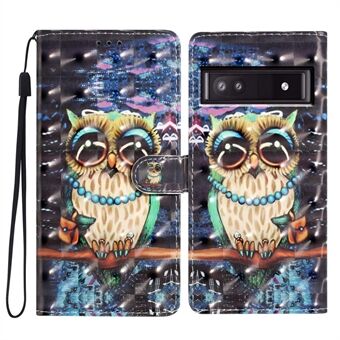 Voor Google Pixel 7a hoesje 3D patroon ontwerp PU lederen flip telefoonhoes