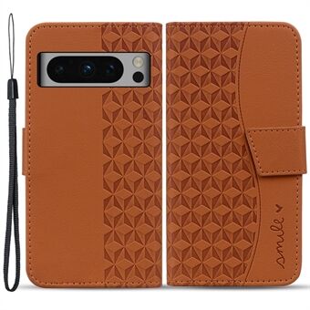 Voor Google Pixel 8 Pro Hoesje met Rhombus Imprint Volledige Bescherming PU Leren Telefoonhoesje