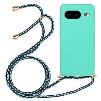 Voor Google Pixel 8 Hoesje Biologisch afbreekbaar tarwestro+TPU Telefoonhoesje met Lanyard