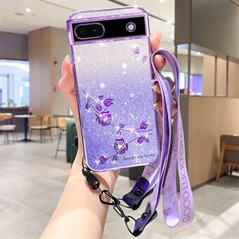 KADEM Voor Google Pixel 7a Hoesje Mobiele Telefoon Glitter TPU Cover met Strap