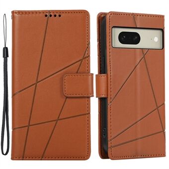 DF-06 Voor Google Pixel 8 Hoesje met Lijnen Bedrukt Wallet PU Leder+TPU Telefoonhoesje