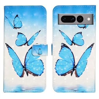 Voor Google Pixel 7 Pro 5G Hoesje PU Lederen Stand 3D Patroon Print Telefoonhoes