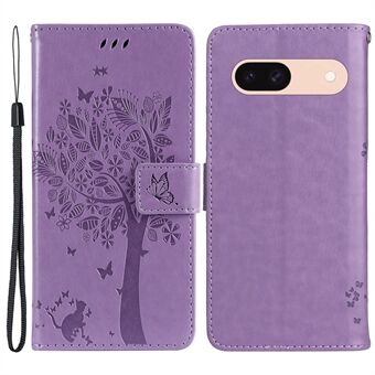 Voor de Google Pixel 8a KT Imprinting Flower Series-3 Anti-Scratch Telefoonhoes met standaard en portemonnee van PU-leer