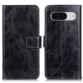 Voor Google Pixel 8a Hoesje met Crazy Horse Textuur PU Lederen Portemonnee en Standaard Cover