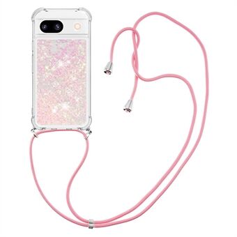 YB Quicksand Series-4 voor Google Pixel 8a hoesje Drijvende Bewegende TPU Telefoonhoes met Lanyard