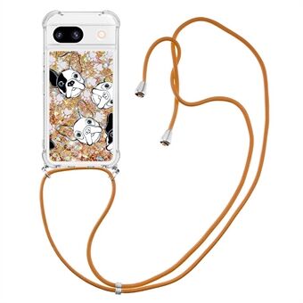 YB Quicksand Series-5 voor Google Pixel 8a Hoesje TPU Stromende Vloeibare Patroon Telefoonhoesje met Lanyard