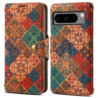 Voor Google Pixel 8 Pro hoesje met bloemenprint, gemaakt van PU-leer en TPU, met portemonnee en standaard voor de telefoon.