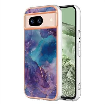 YB IMD-serie 16 Style-E voor Google Pixel 8a Marmerpatroonhoesje 2.0mm TPU Elektroplating Telefoonhoes.