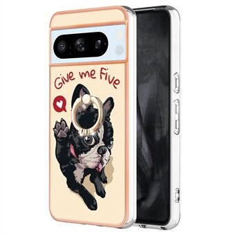 YB IMD Serie-20 Style D voor Google Pixel 8 Pro Elektrogeplateerde Telefoonhoesje met Uitklapbare Standaard 2.0mm TPU Cover.