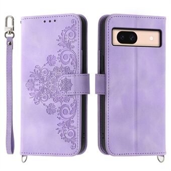 Voor Google Pixel 8a hoes met meerdere kaartsleuven, lederen cover met handriem + schouderriem.