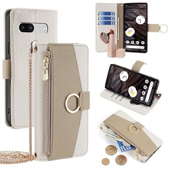 Voor Google Pixel 7a telefoonhoesjes Crossbody portemonnee van PU-leer met make-upspiegel.