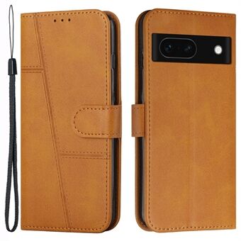 Voor Google Pixel 8a hoesje met lederen portemonnee en standaard, kalfsleren textuur mobiele telefoonhoes.