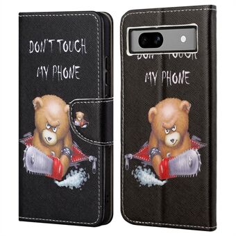 Voor Google Pixel 8a Portemonnee Hoesje van PU-leer met patroon en standaard