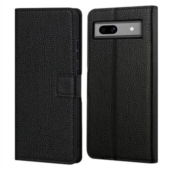 Voor de Google Pixel 8a Telefoonhoes Litchi Textuur PU Lederen Anti-val Cover met Portemonnee - Zwart