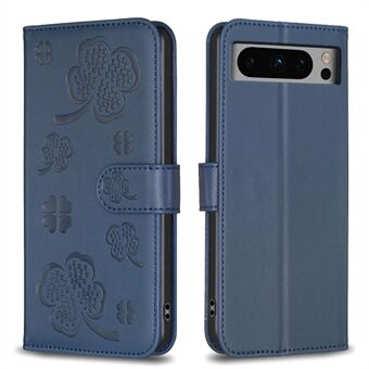 Voor Google Pixel 8 Pro Clover Patroon Hoesje Portemonnee PU Lederen Folio Telefoonhoesje