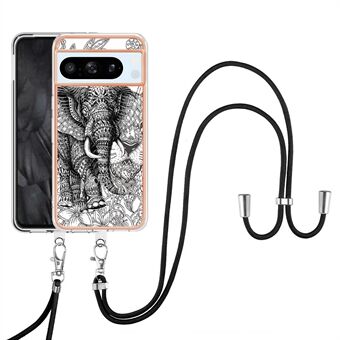 YB IMD-serie 21 Style-D voor Google Pixel 8 Pro telefoonhoesje, elektrolytisch gecoate 2,0 mm TPU-cover met draagkoord.