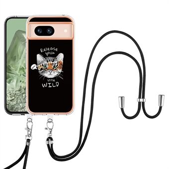 YB IMD-serie 21 stijl-D voor Google Pixel 8a TPU hoesje met patroon en koord