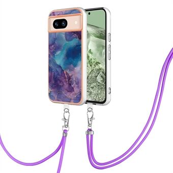 YB IMD-serie-18 Stijl E voor Google Pixel 8a hoesje met marmerpatroon, 2.0 mm TPU crossbody beschermende cover.
