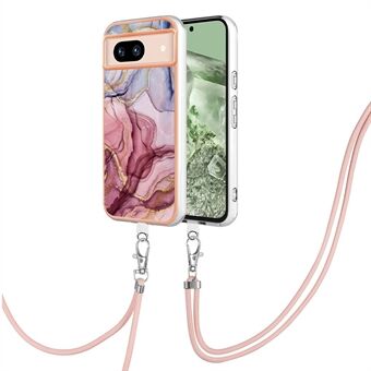 YB IMD-serie-18-stijl E voor Google Pixel 8a hoesje met marmerpatroon 2.0 mm TPU Crossbody beschermhoes.