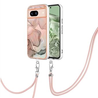 YB IMD-serie-18 Stijl E voor Google Pixel 8a Hoesje met marmeren patroon 2.0mm TPU Crossbody Beschermcover.