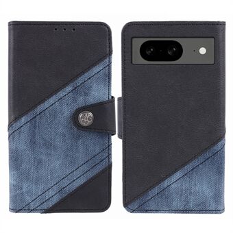 Voor Google Pixel 8 Hoesje met PU Leren Splicing, Valbestendige Kaartsleuven Telefoonbescherming Cover