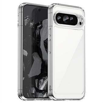 Voor de Google Pixel 9 Pro XL doorzichtige telefoonhoes met TPU frame en acryl achterkant.