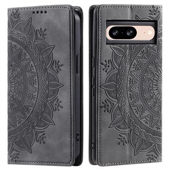 Voor Google Pixel 9 / Pixel 9 Pro Magnetisch Telefoonhoesje van Leer met Geïmpregneerd Mandala Bloemenpatroon Cover.