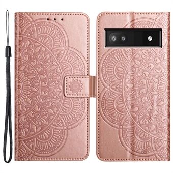 Voor Google Pixel 7a PU lederen portemonnee hoesje met bloemenpatroon