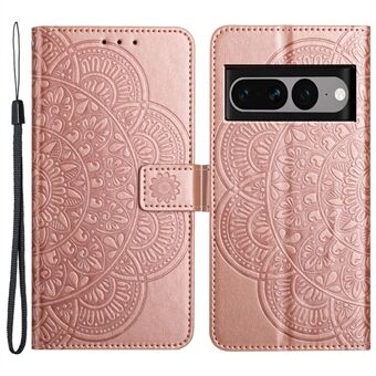 Voor Google Pixel 7 Pro 5G hoesje, met magnetische sluiting en PU lederen telefoonhoesje met mandala bloemmotief.