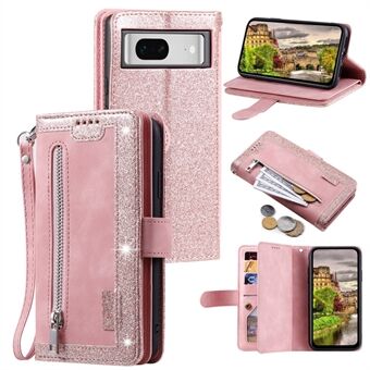 Voor Google Pixel 9 / Pixel 9 Pro Portemonnee Telefoonhoesje Rits Leren Cover met 9 Kaartsleuven.