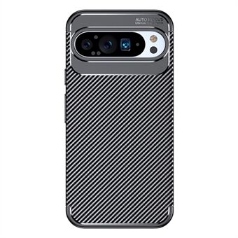 Voor Google Pixel 9 TPU telefoonhoesje met koolstofvezel textuur voor valbescherming.