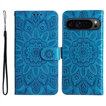 Voor de Google Pixel 9 Pro XL Case Vouwbare Stand Imprint Bloemen Telefoonhoesje