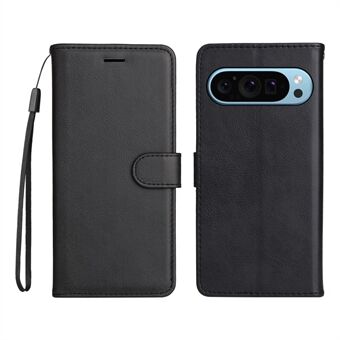 KT Leather Series-2 voor Google Pixel 9 / Pixel 9 Pro hoesje met standaard polsbandje effen kleur telefoonhoesje