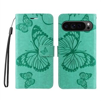 KT Imprinting Flower Series-2 voor Google Pixel 9 Pro XL Leren Hoesje Vlinder Telefoon Portemonnee Cover