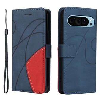 KT Leather Series-1 voor Google Pixel 9 / Pixel 9 Pro telefoonhoesje met dual-color splicing PU lederen portemonnee standaardhoesje.