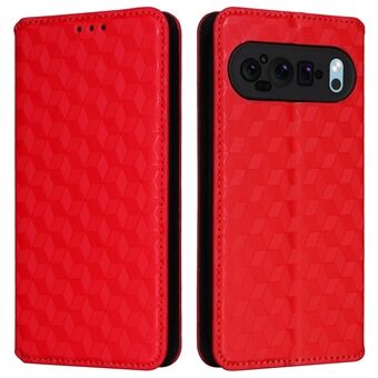 Voor Google Pixel 9 Pro Wallet Case PU Lederen Rhombus Geïmpregneerde Stand Telefoonhoesje