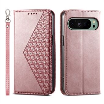 Voor Google Pixel 9 / Pixel 9 Pro hoesje PU-leer+TPU met geruit patroon en portemonnee functie