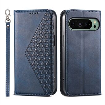 Voor Google Pixel 9 / Pixel 9 Pro hoesje PU-leer + TPU met ruitjespatroon en portemonnee-ontwerp voor telefoon