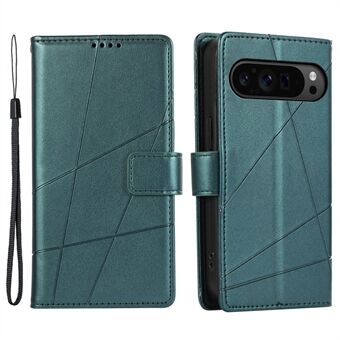 DF-06 voor Google Pixel 9 Pro XL beschermhoes met lijnen en geprint PU-leren portemonnee telefoonhoesje.