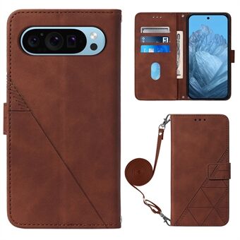 YB Imprinting-serie 2 voor Google Pixel 9 / Pixel 9 Pro-hoesje voor mobiele telefoon, bedrukt leren hoesje met standaard en schouderriem.