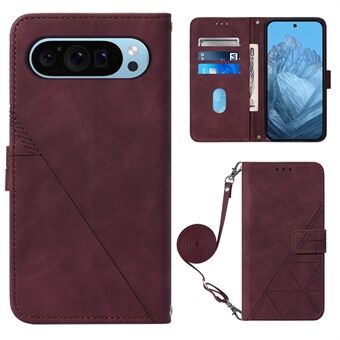 YB Imprinting Serie-2 voor Google Pixel 9 / Pixel 9 Pro Hoesje Mobiele telefoon geïmpregneerd leren hoesje met standaard en schouderband.