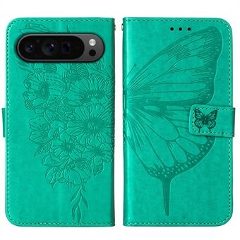 YB Imprinting-serie 4 voor Google Pixel 9 Pro XL telefoonhoesje van leer+TPU met vlinderpatroon
