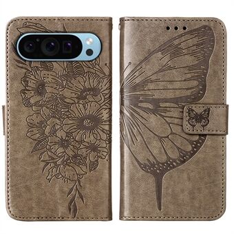 YB Imprinting Serie-4 For Google Pixel 9 Pro XL PU Leren Hoesje met Vlinderpatroon en Polsband
