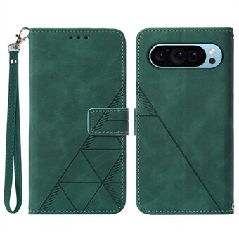 YB Imprinting Series-1 voor Google Pixel 9 / Pixel 9 Pro hoesje met polsbandje, PU lederen portemonnee telefoonhoesje