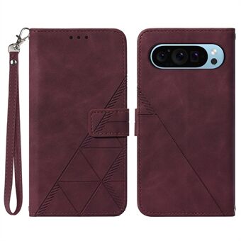 YB Imprinting-serie 1 voor Google Pixel 9 / Pixel 9 Pro hoesje met polsbandje, PU lederen portemonnee telefoonhoesje.