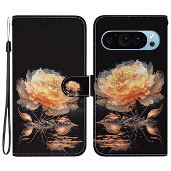 Voor Google Pixel 9 Pro XL hoesje, PU lederen portemonnee ontwerp met patroonafdrukken telefoonhoesje.